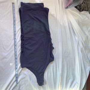 Free People Charcoal Bodysuit with Side Accents